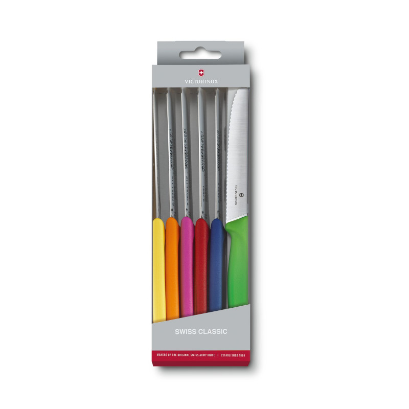 Набор из 6 ножей Victorinox Swiss Classic Colorful Tomato and Table Knife Set 6.7839.6G