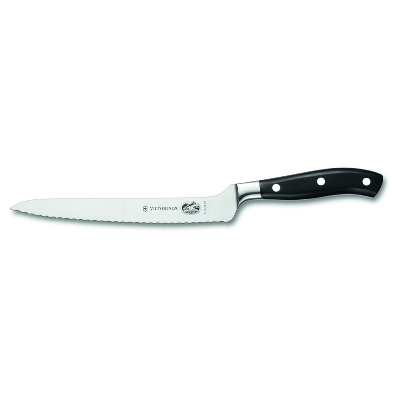 Кухонный кованый профессиональный нож для хлеба и нарезки Victorinox  7.7433.21G в подарочной упаковке