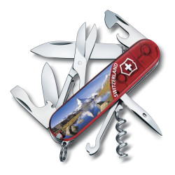 Нож Victorinox Climber 1.3703.TE2 полупрозрачный красный с изображением горы Маттерхорн