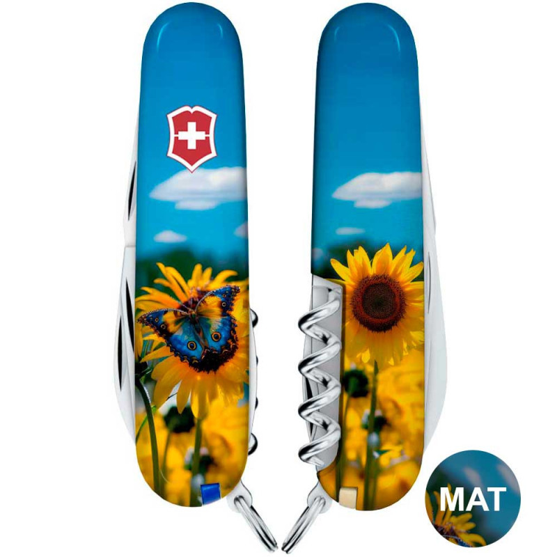 Складаний ніж Victorinox CAMPER UKRAINE Соняшники та метелик 1.3613.7.T3200pw