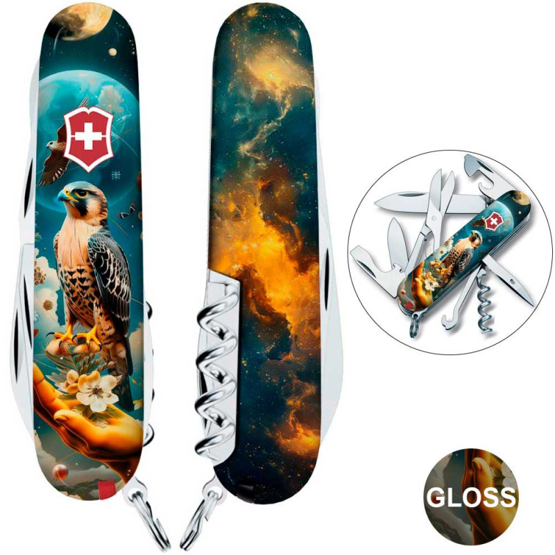 Складаний ніж Victorinox CLIMBER UKRAINE Сокіл-захисник 1.3703.3.T3210pw