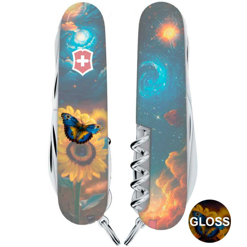 Складаний ніж Victorinox HUNTSMAN UKRAINE Зоряний метелик 1.3713.3.T3240pw