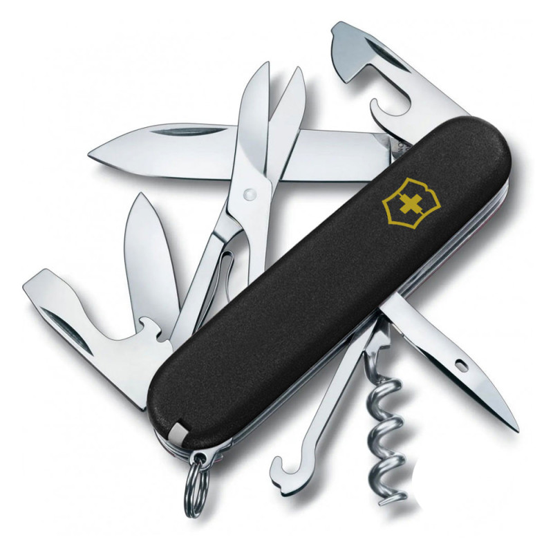 Ніж Victorinox Climber MAT чорний матовий лак жовтий логотип 1.3703.3_M0008p