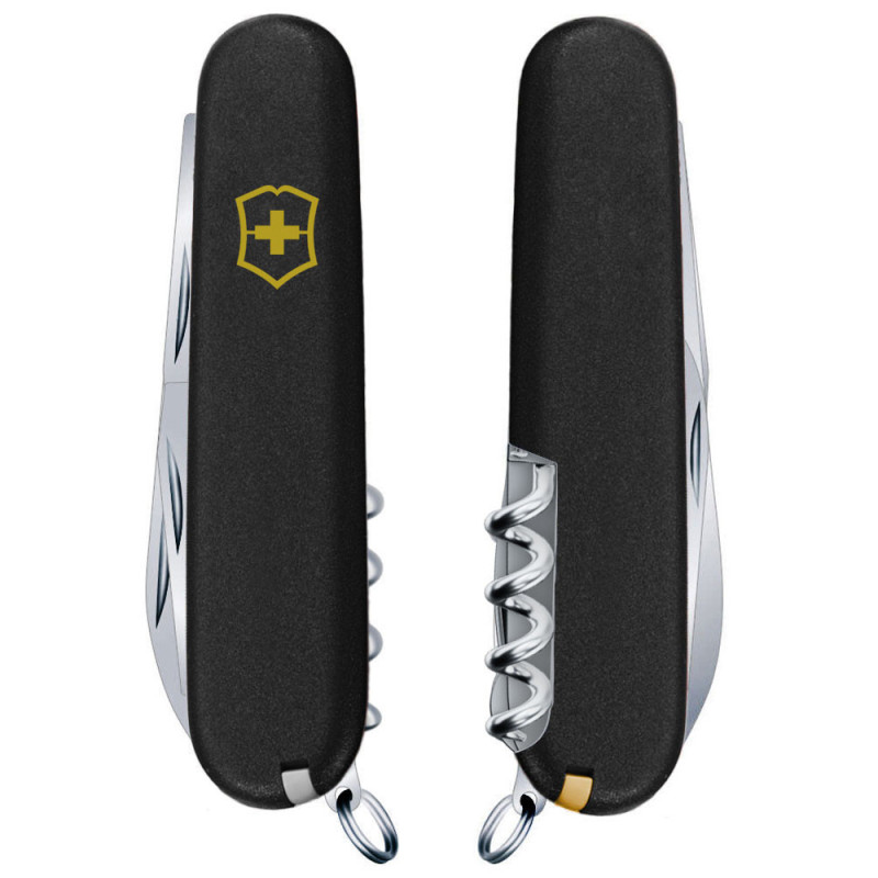 Ніж Victorinox Huntsman MAT чорний матовий лак жовтий логотип 1.3713.3_M0008p