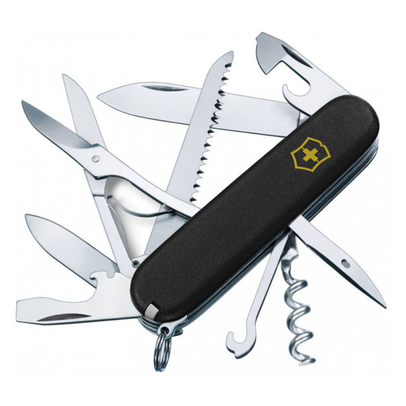 Ніж Victorinox Huntsman MAT чорний матовий лак жовтий логотип 1.3713.3_M0008p