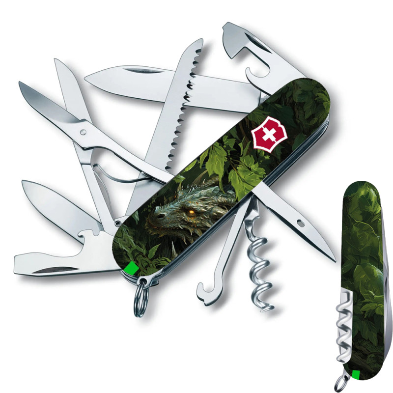 Ніж Victorinox Huntsman Zodiac Зелений дерев'яний дракон 1.3713.3_Z3240p